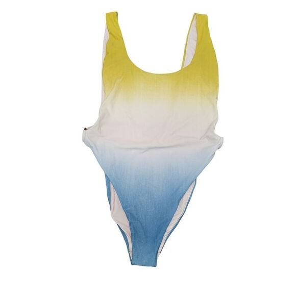 Aerie Ombre Tie-Dye One Piece Swimsuit Open U Back Monokini High Leg Size XL - Picture 3 of 10